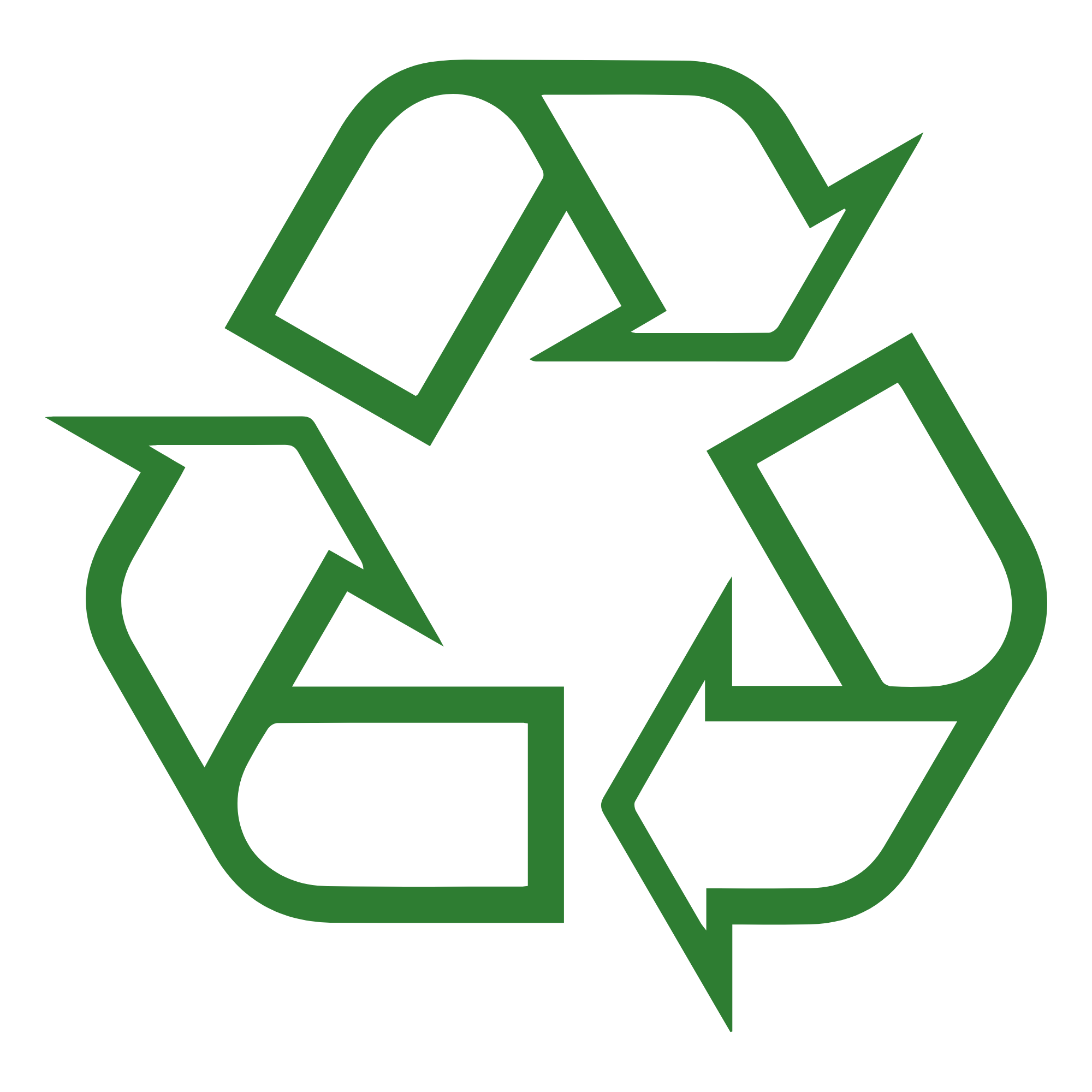 Imagem com o símbolo de reciclagem verde em fundo branco.